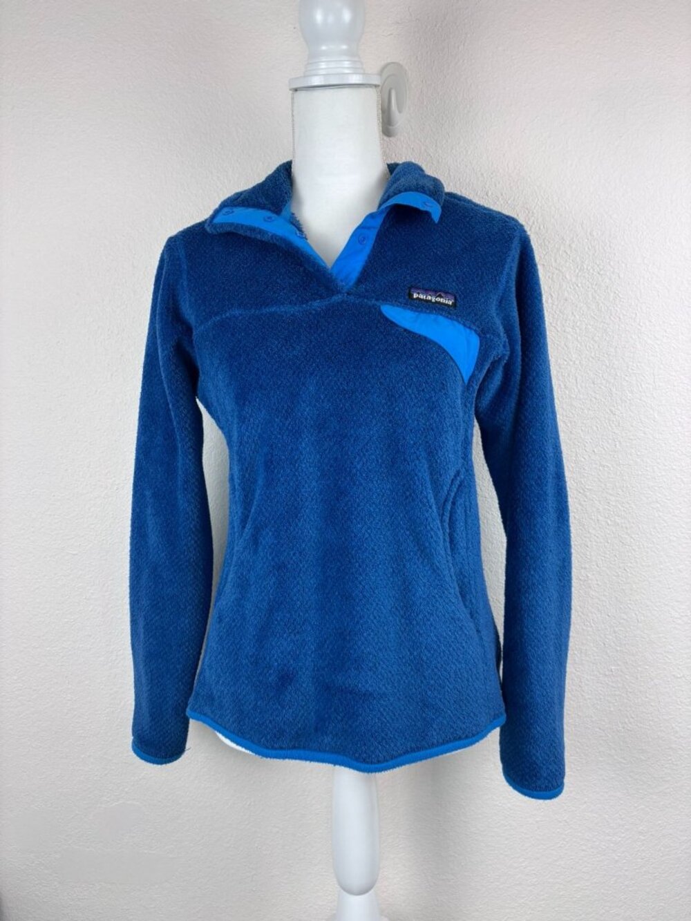 Patagonia women's small blue re-tool snap-t pullover mock neck fleece casual